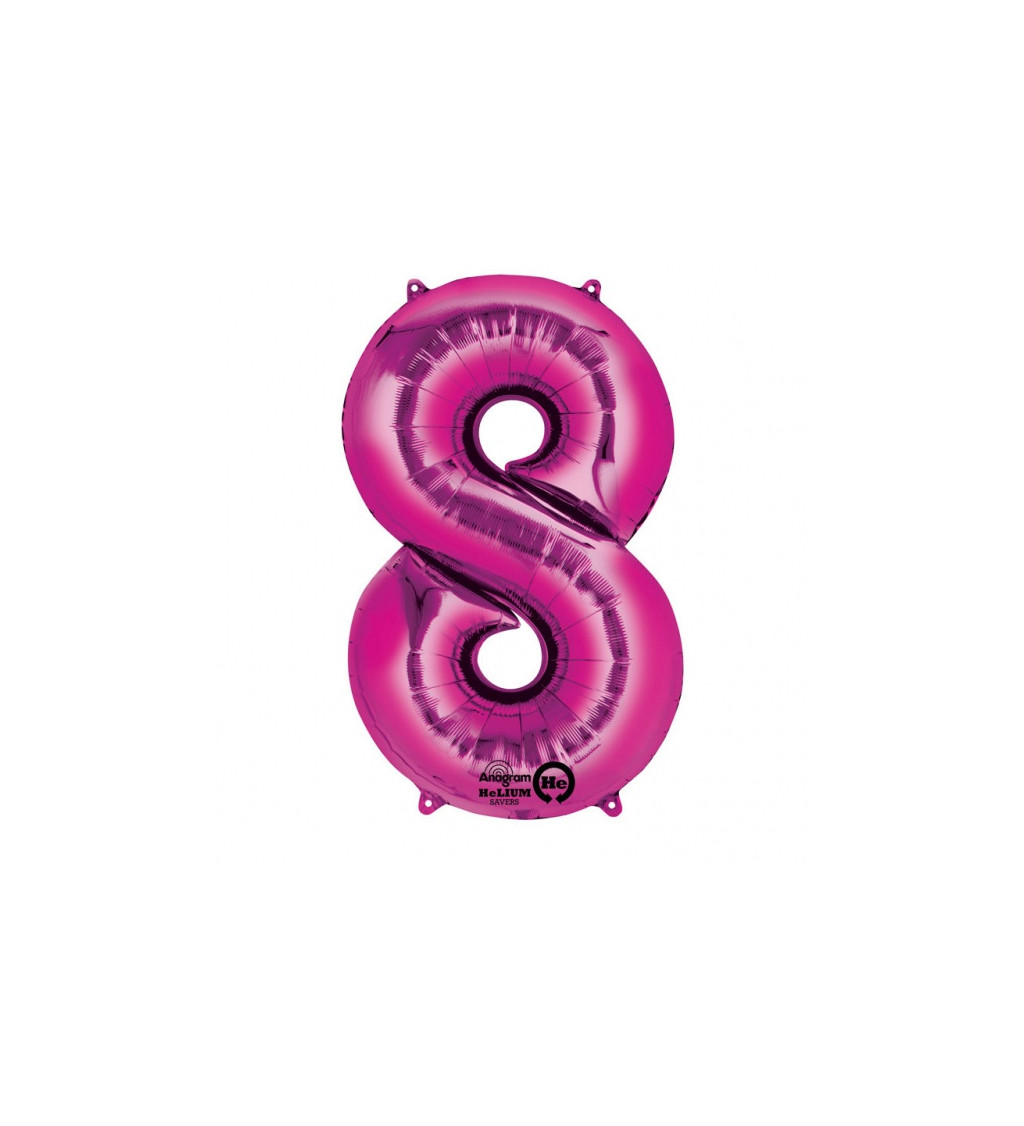 Fóliový balónek velký - růžové číslo 8