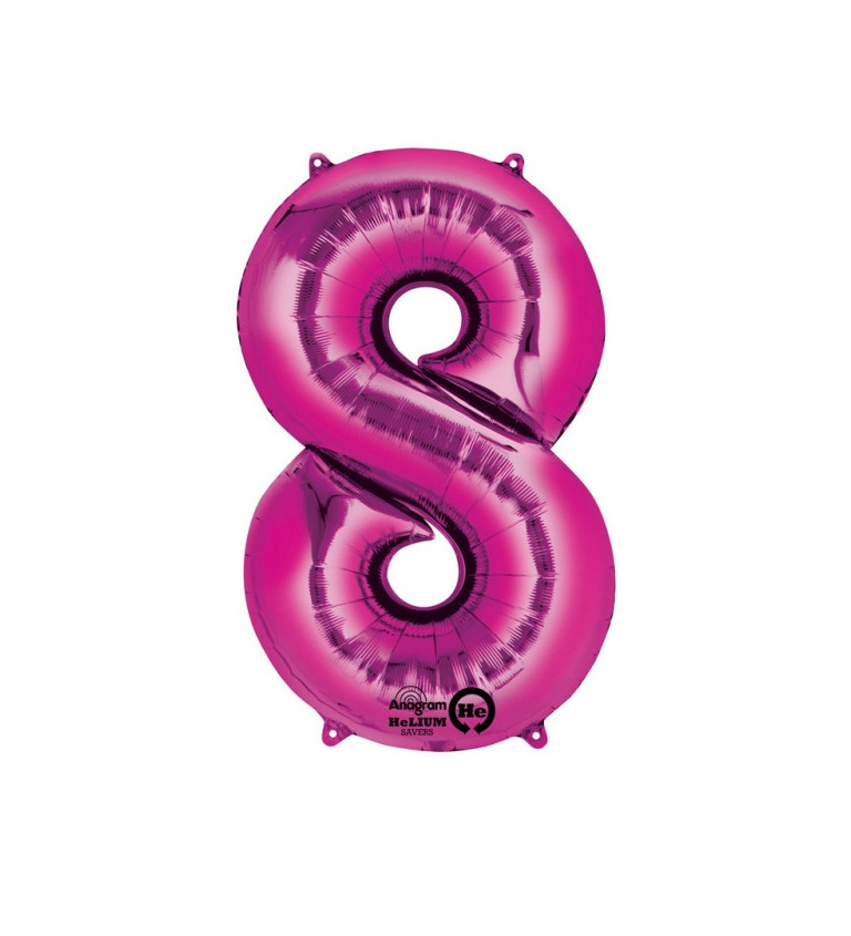 Fóliový balónek velký - růžové číslo 8