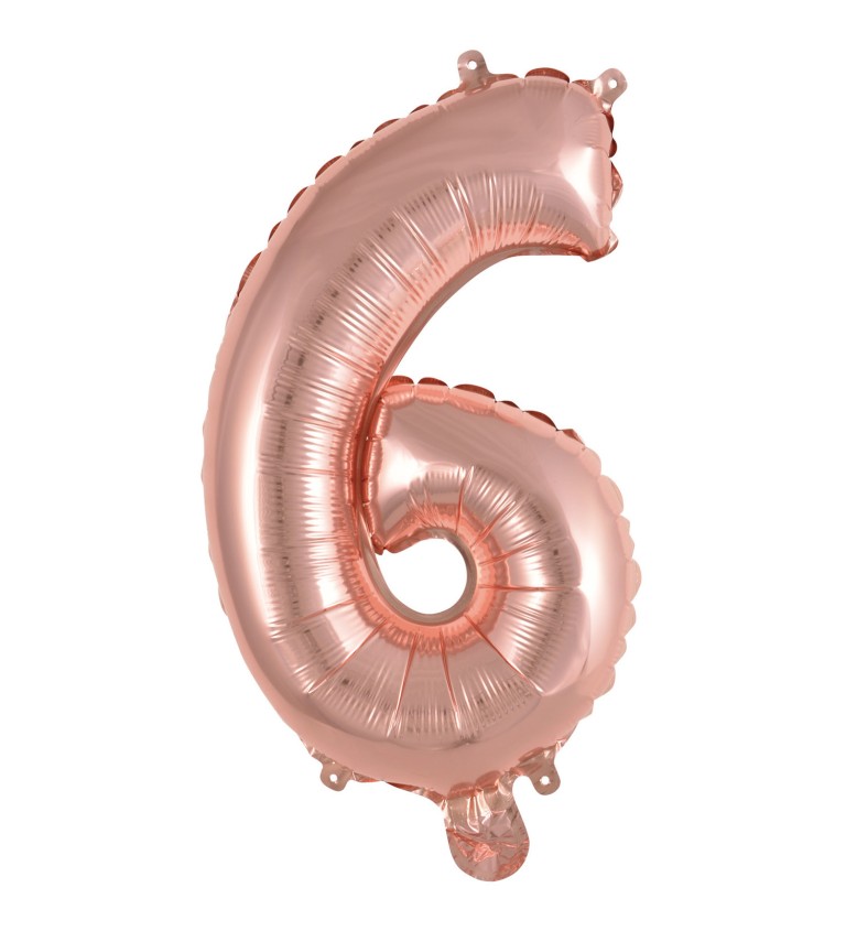 Mini fóliový balónek číslo 6 růžové zlato