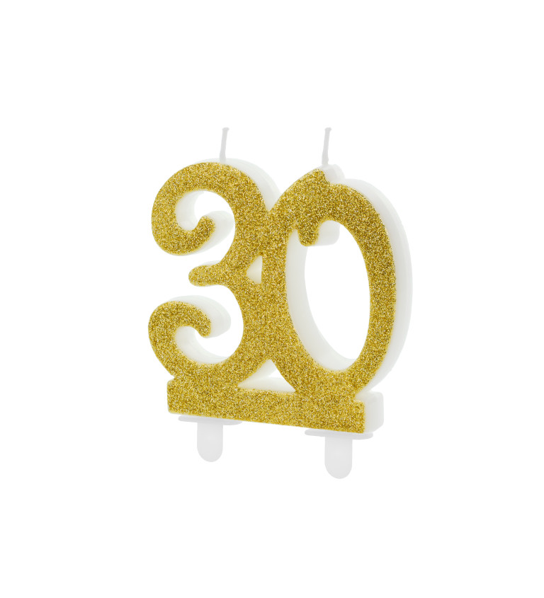 Narozeninová dortová svíčka s číslem 30 - zlatá