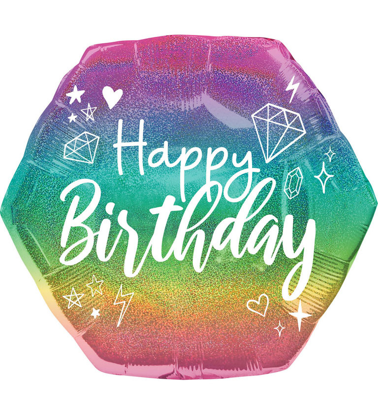 Happy Birthday balón holografický
