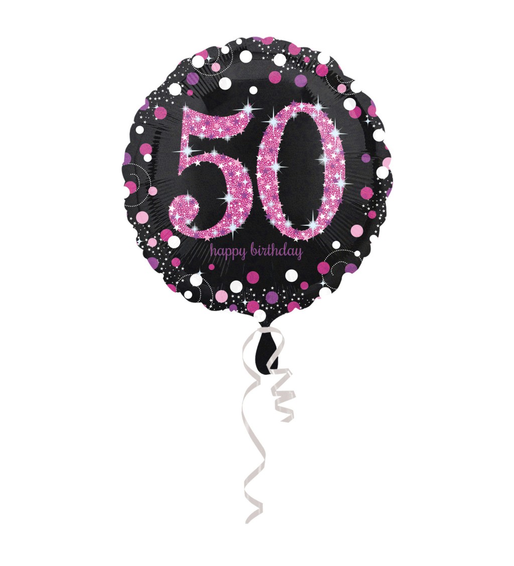 Balonek 50 - třpytivě růžový
