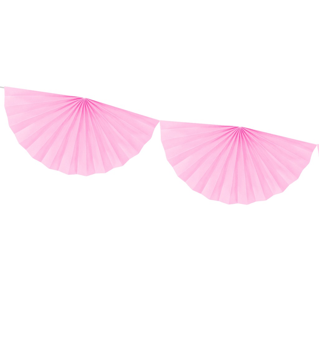 Girlanda - vějířky světle růžové větší