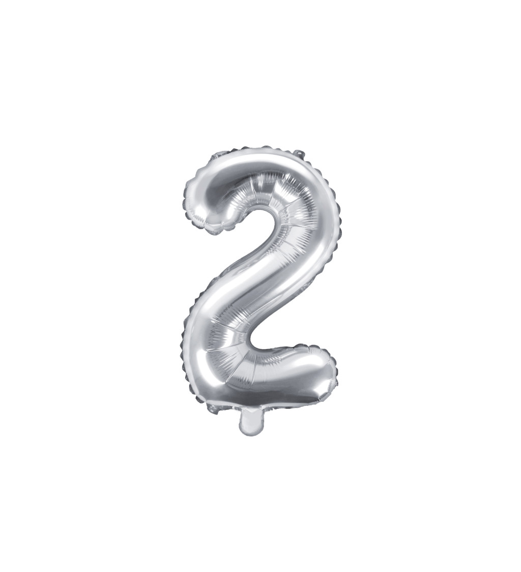 Fóliová číslice "2" stříbrný, 35 cm