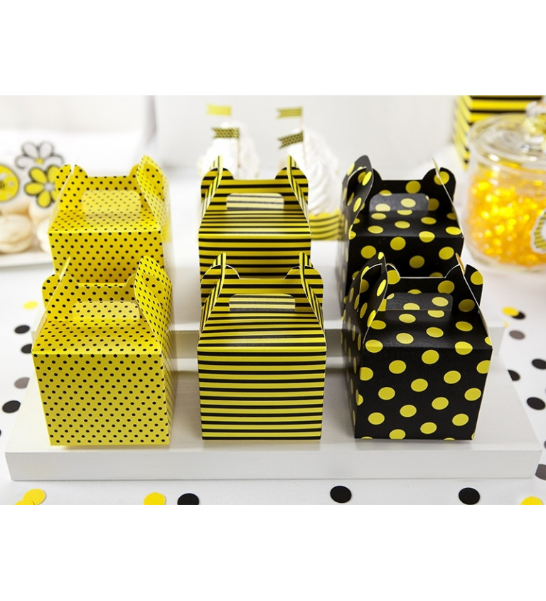 Krabičky na sladkosti - žluté-černé 6 ks
