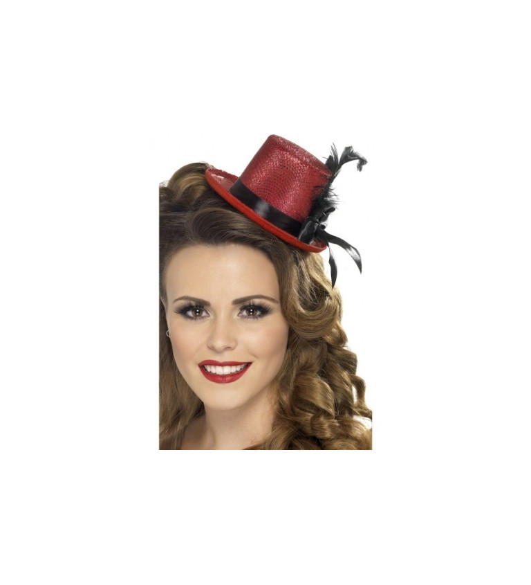 Mini klobouček na gumičce - červený