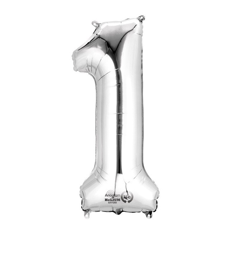 Balonek "1" velký - stříbrný