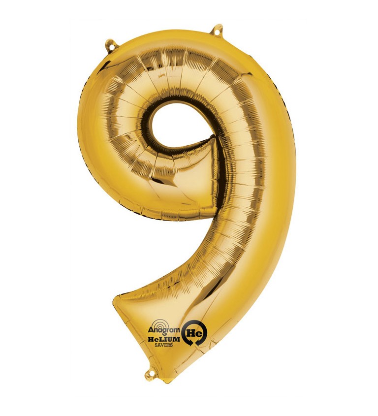 Balonek "9" velký - zlatý