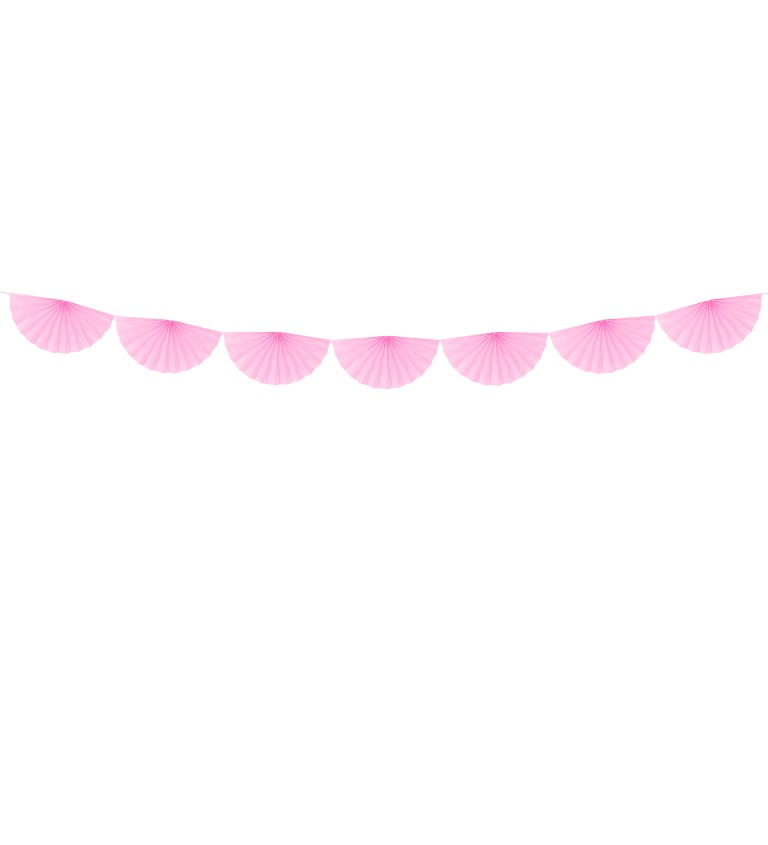Girlanda - vějířky světle růžové větší
