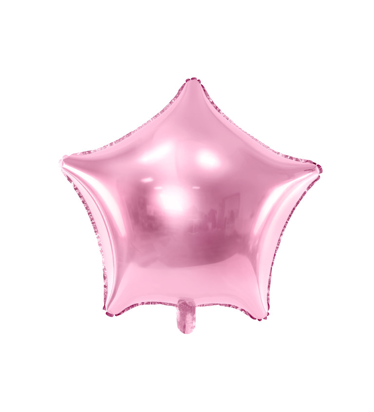Fóliová metalická hvězda - světle růžový balónek