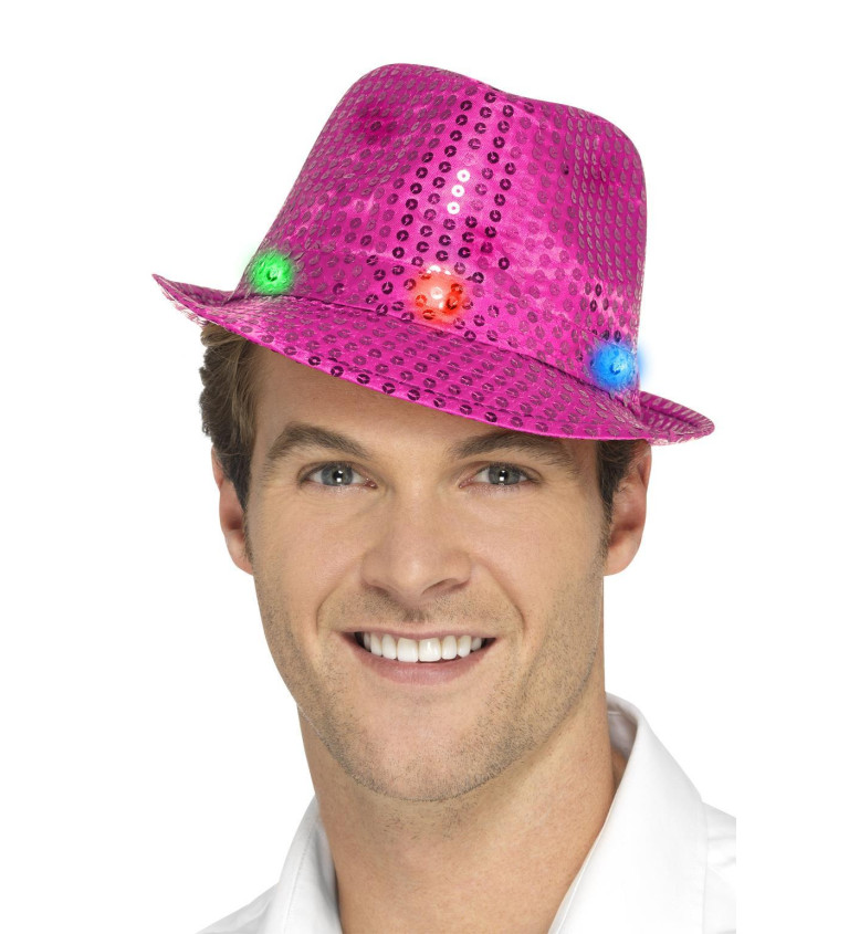 Flitrový párty klobouk růžový