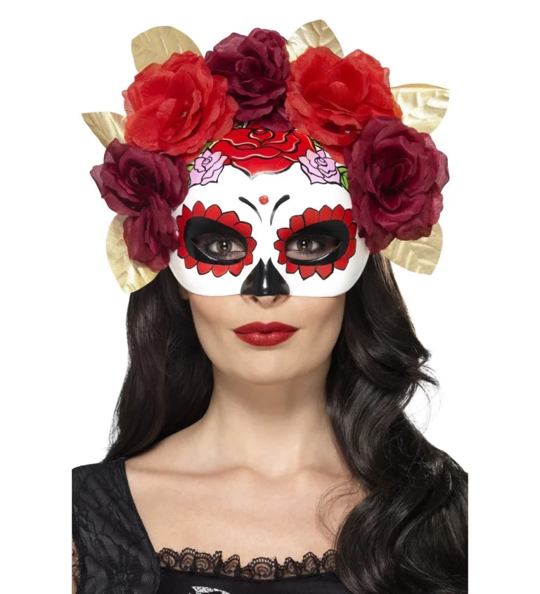 Mexická maska s růžemi - barevná deluxe