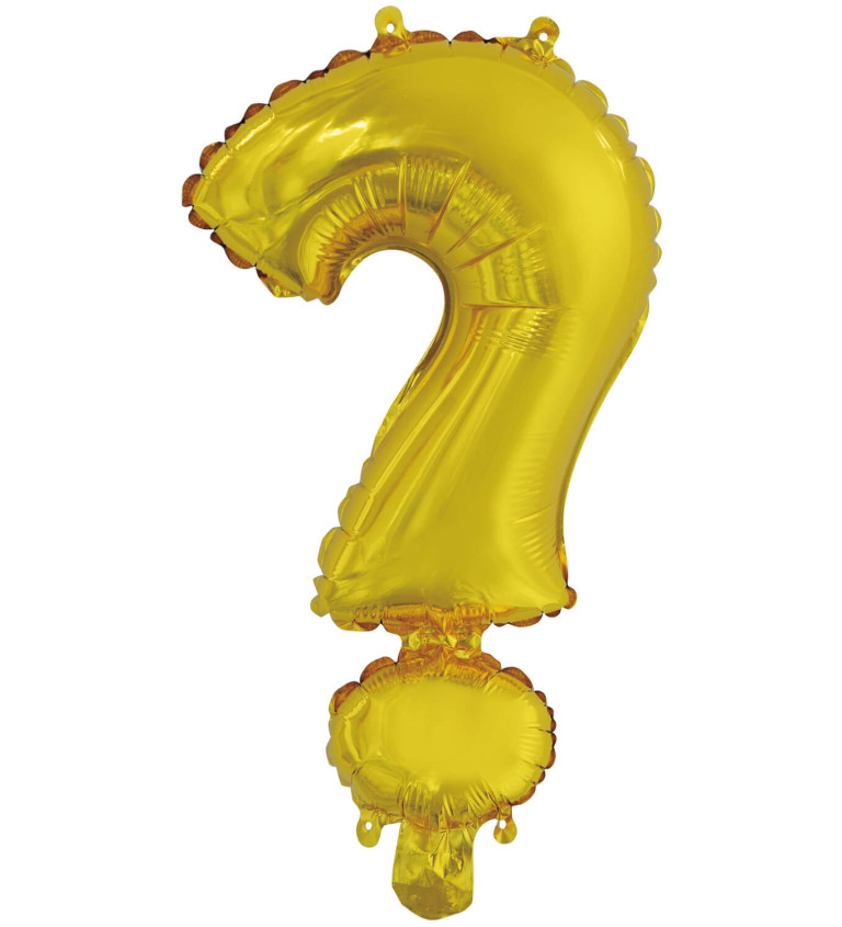 Fóliový malý balónek - zlatý znak "?"