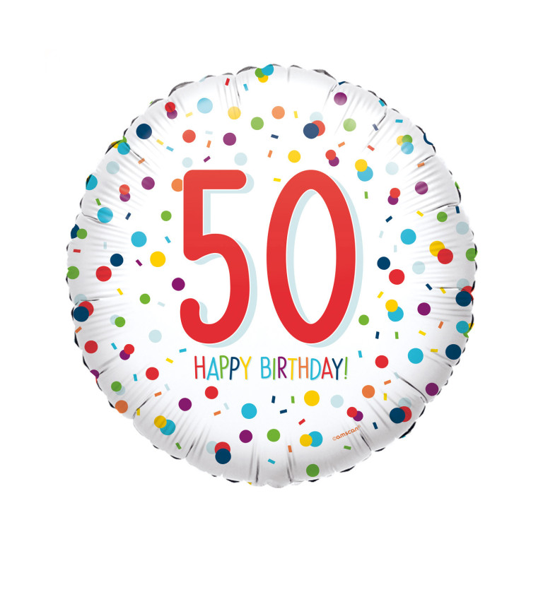 Fóliový narozeninový balónek - kulatý, 50let