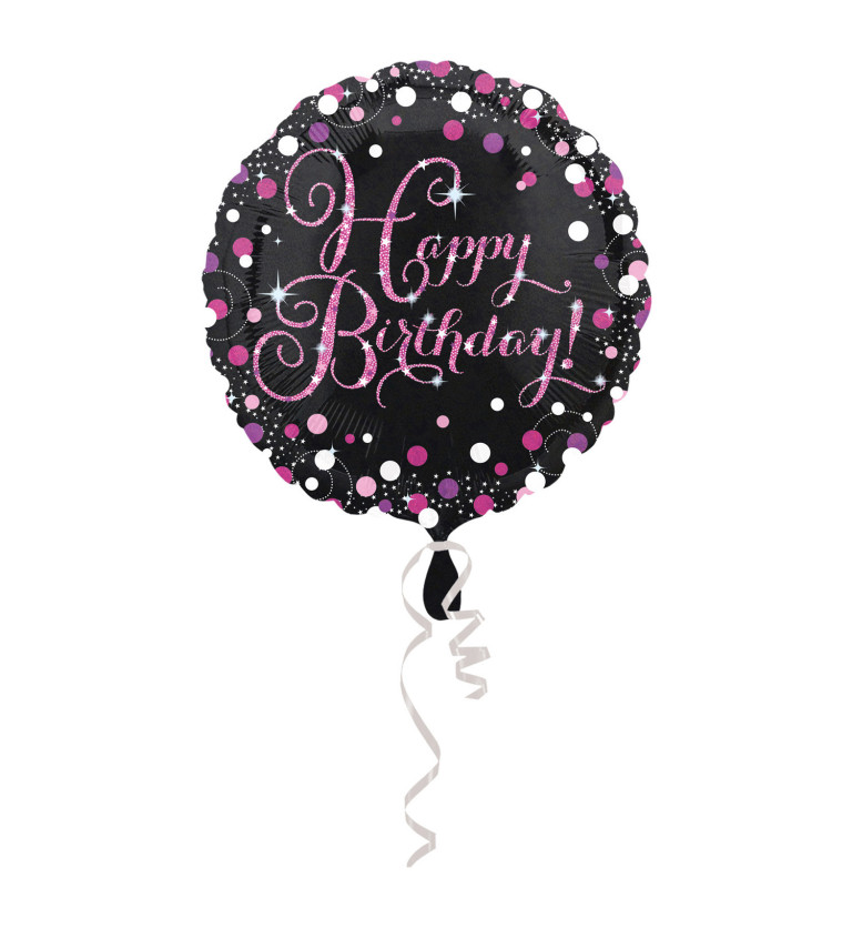 Fóliový balónek -  růžový Happy birthday