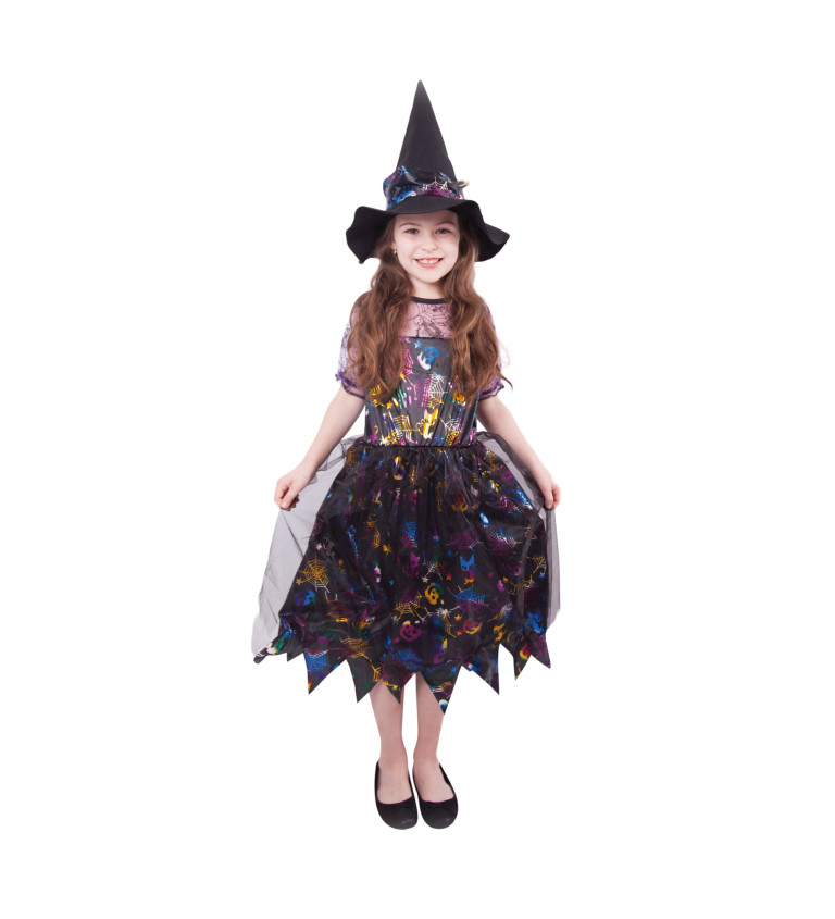 Dětský kostým Čarodějnice - barevný